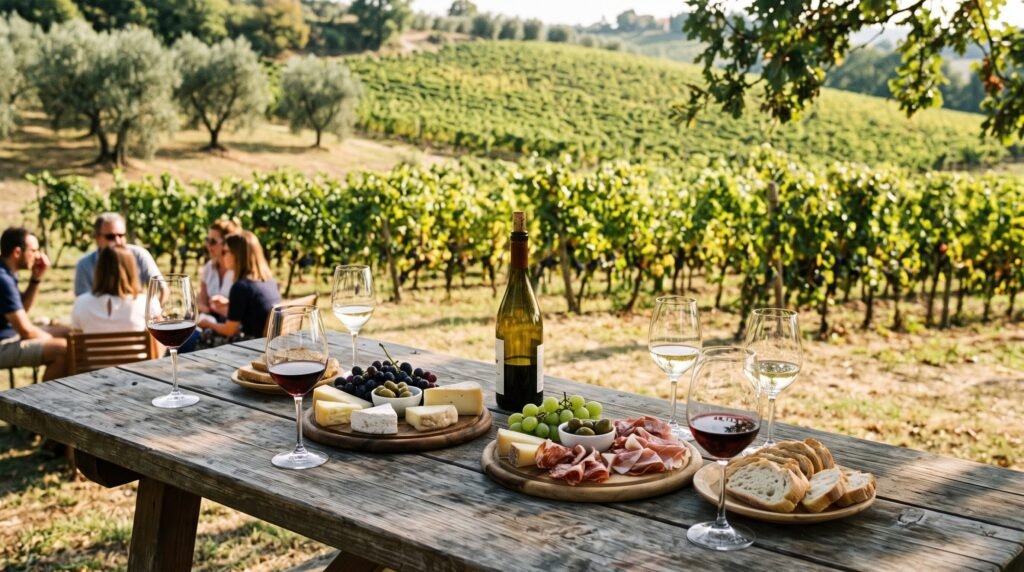 Food and Culture Travel Guide - Rustic vineyard wine tasting reflecting agricultural roots in a food and culture travel guide